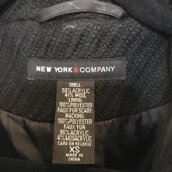 New York & Company wool blend long coat with belt - Picture 5 of 5